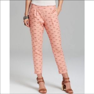 Free People Linen Blend Easy Pants Easy Apricot Gold Pattern Boho Beach Resort